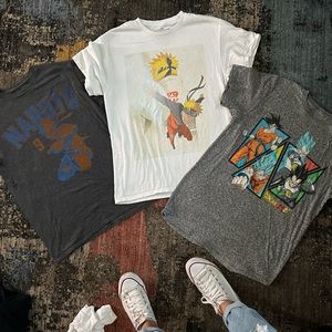 3 Naruto Dragon Ball Z shirts
